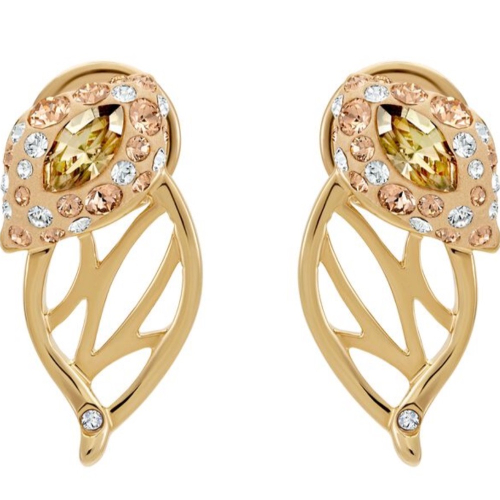 Beautiful Gold Swarovski Atelier Graceful Bloom Stud Earrings